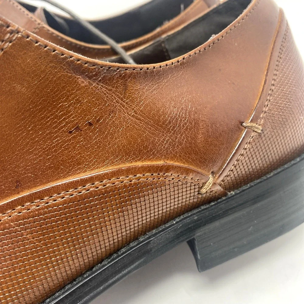Kenneth Cole Reaction Men Shoes Sz 10 Oxford Witter Lace‎ Up Brown Leather Dress